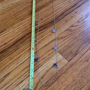 Vintage 34” long crystal and amethyst gold chain necklace w 3” extender